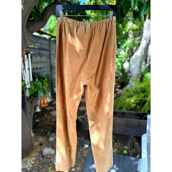 Sienna Studio Camel !00% Suede Leather Fully Lined Elastic Waistband Pants SZ L - Picture 10 of 10